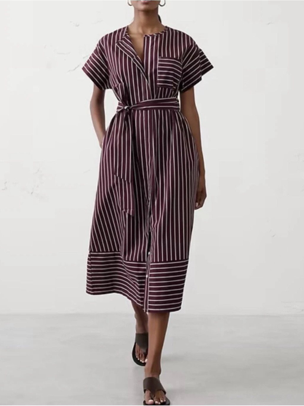Banana Republic Striped Midi Belted Shirtdress Size S Nwt Rt$130